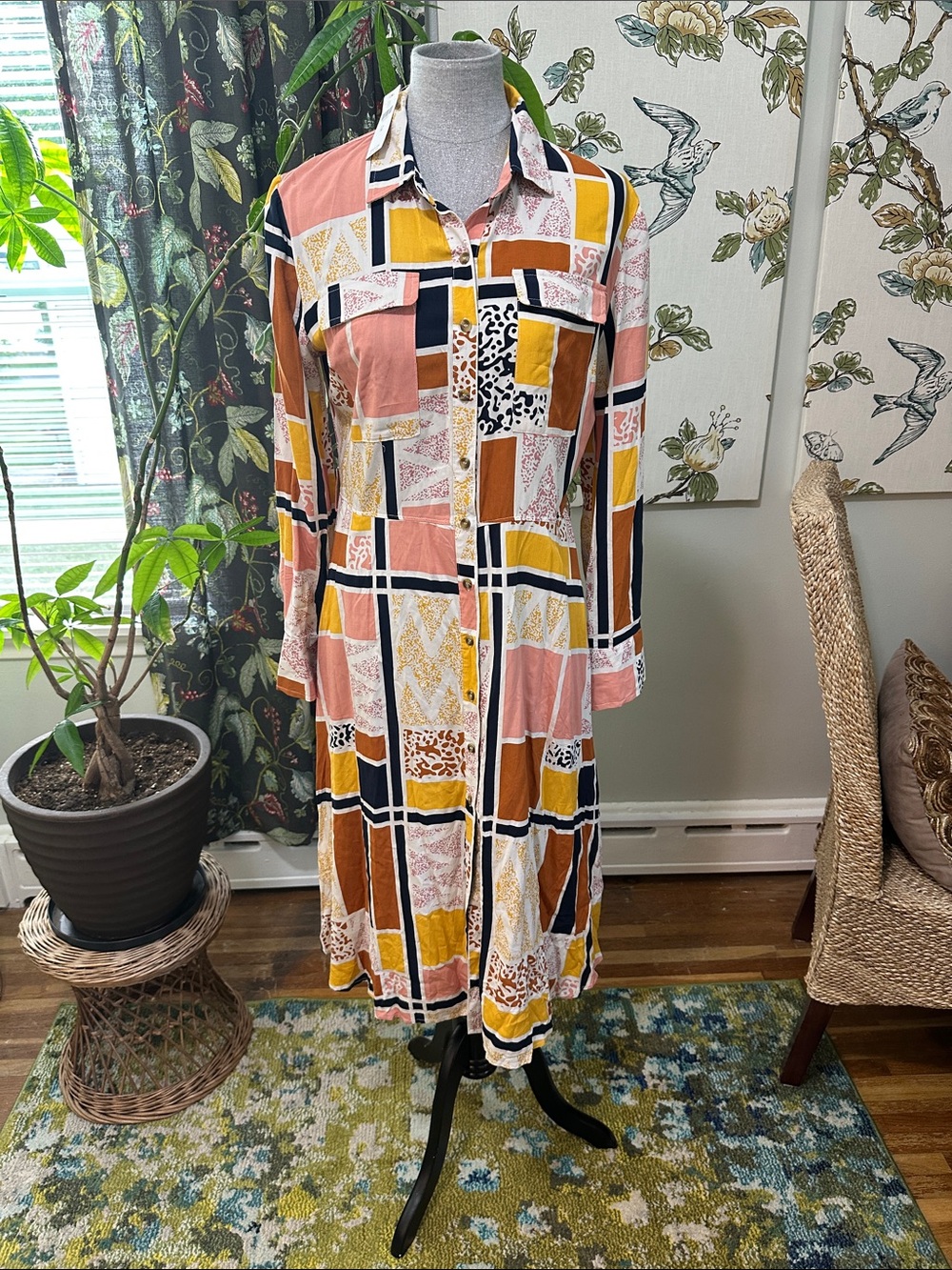 Anthropologie Shirtdress The Odells Mod Retro Geometric Size‎ M NEW NO BELT